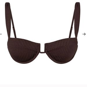 NWT Monday Swimwear Cala Roja Top- Espresso Wide Rib Size Petite